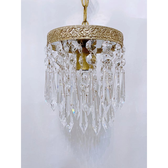 Italian 1950s Italian Brass Upside Down Layered Cake Chandelier For Sale - Image 3 of 10