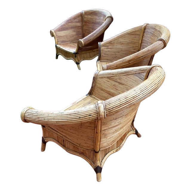 Sculptural Armchairs from Vivai Del Sud, Italy, 1970s. Set of 3 For Sale