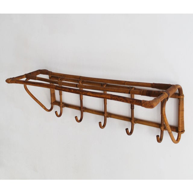 Brown Vintage Czechoslovak Rattan Wall Coat Rack by Úluv, 1960s For Sale - Image 8 of 15