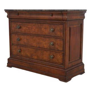 Ethan Allen Empire Style Marble Top 4 Drawer Chest For Sale