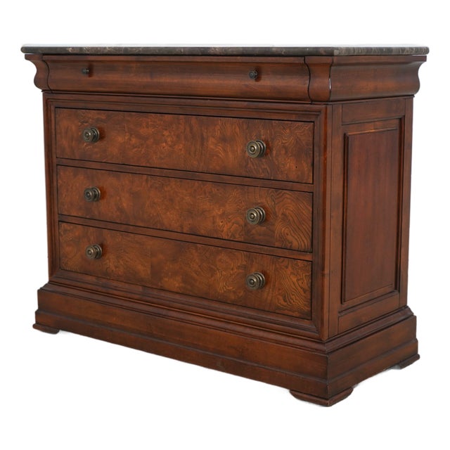 Ethan Allen Empire Style Marble Top 4 Drawer Chest For Sale