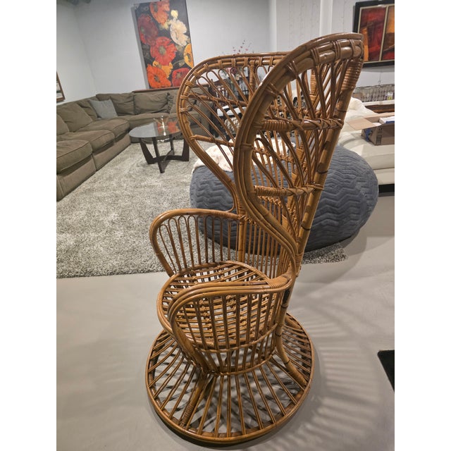 Mid-Century Modern Rattan Peacock Chair, Circa 1960s, Attributed to Gio Ponti and Lio Carminati For Sale - Image 3 of 8