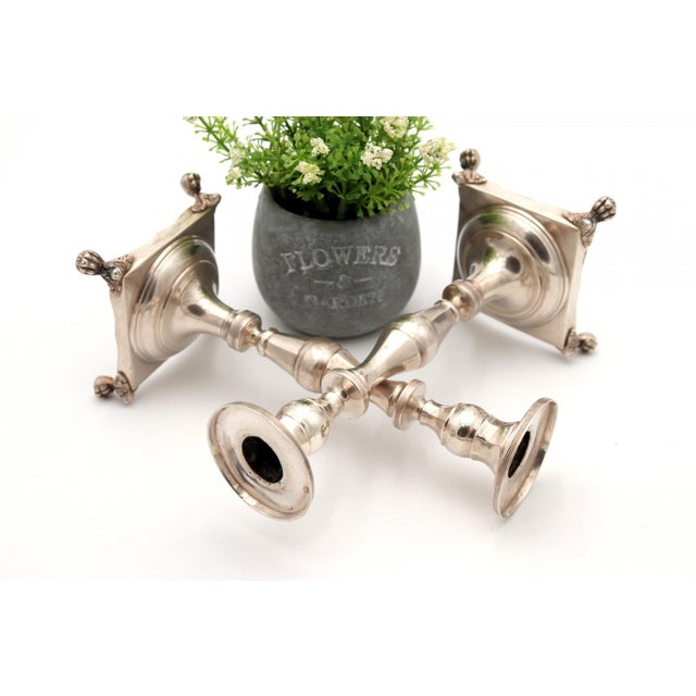 Silver Candlesticks with Turned Stems, Set of 2 For Sale - Image 4 of 8