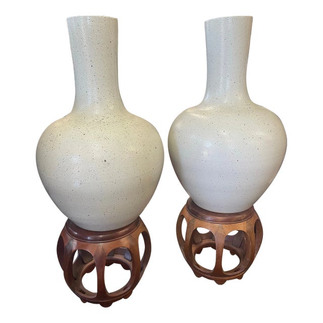 Chinese Busan Vases With Stands 32" For Sale