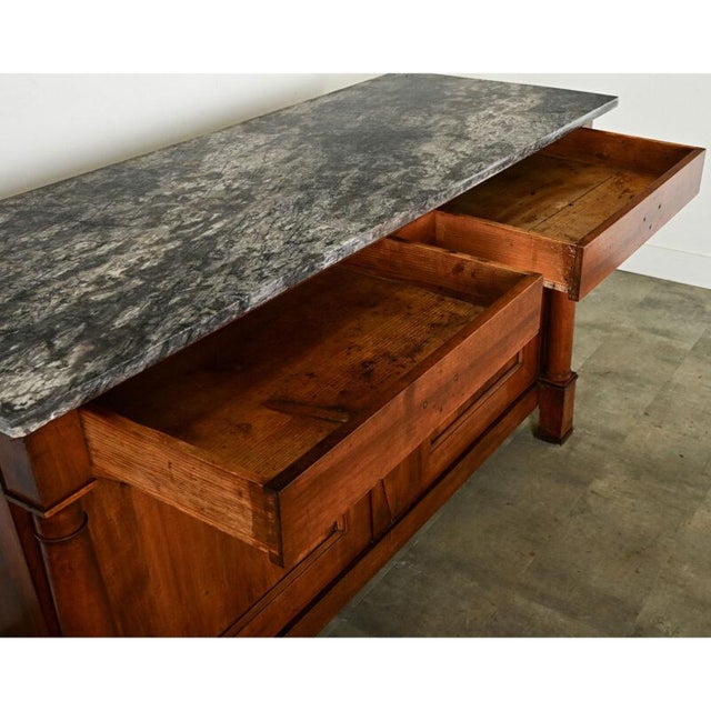 French Empire Solid Walnut & Marble Buffet For Sale In Baton Rouge - Image 6 of 12
