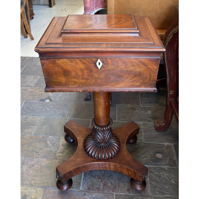 Antique Regency Mahogany Tea Caddy on Stand For Sale In Los Angeles - Image 6 of 9