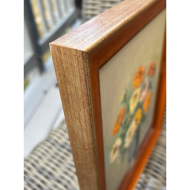 Early 20th Century Elegant Pansies English Traditional Oil Painting For Sale - Image 6 of 8