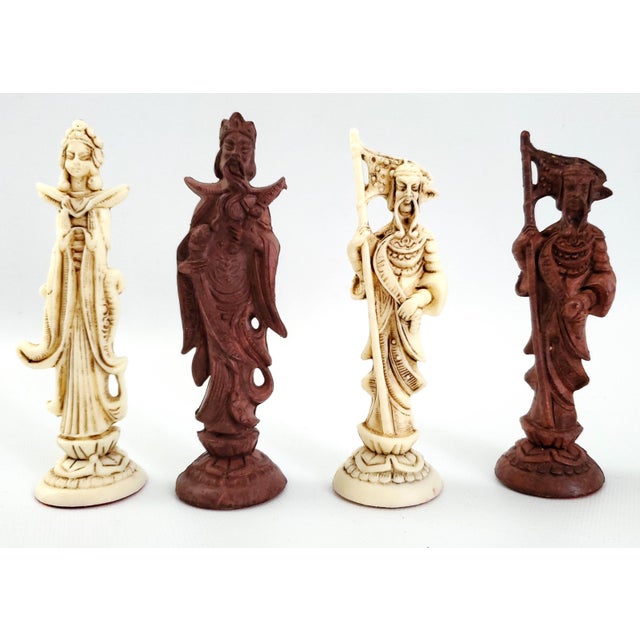 Wood Vintage Marquetry Chess Set With Chinese Figurines For Sale - Image 7 of 15