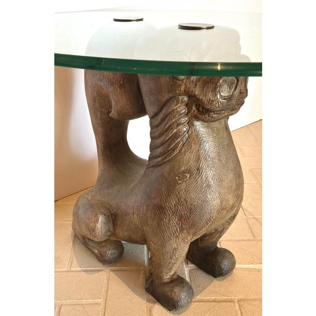 Wood Mid-Century Modern Vintage Carved Wood Food Dog End Tables Pair For Sale - Image 7 of 7