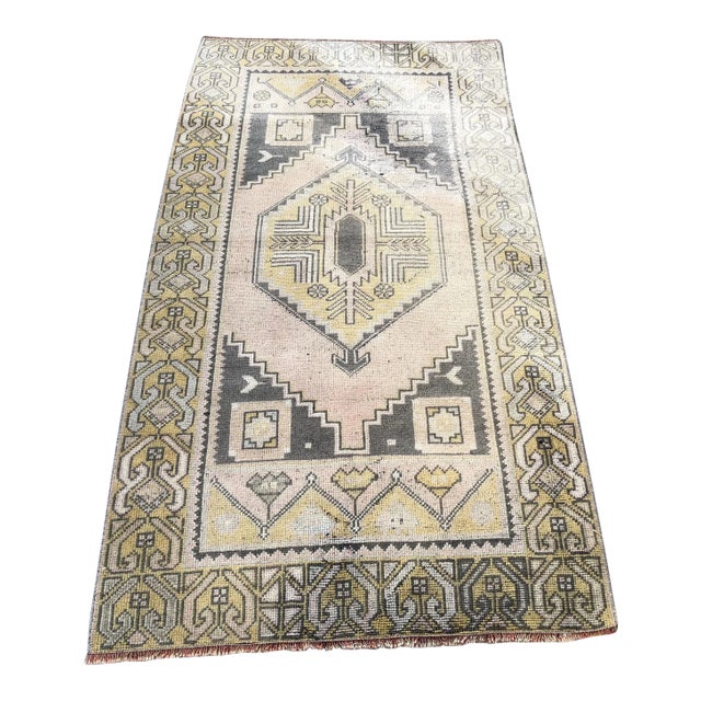 Turkish Oushak Pastel Handwoven Floor Rug - 3′1″ × 5′10″ For Sale