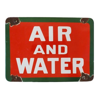 Vintage Air and Water Porcelain Sign For Sale