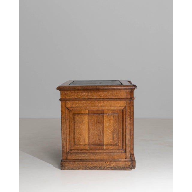 Wood 1870s French Neoclassical Oak Desk With Oilcloth Top For Sale - Image 7 of 18