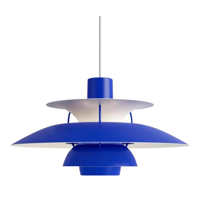 Poul Henningsen Ph5 Mini Pendant for Louis Poulsen in All Blue For Sale