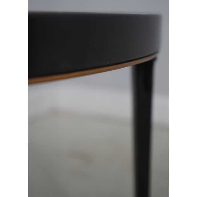 Vintage Black Lacquer Toleware Tray Top End Table For Sale - Image 13 of 16