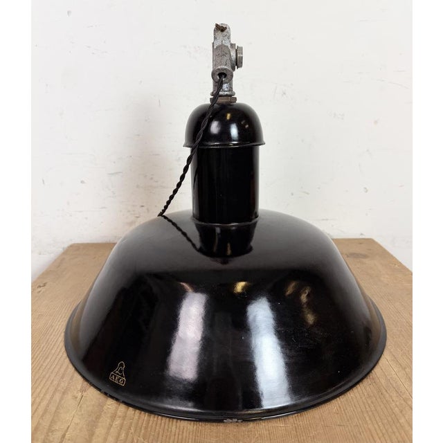 Industrial Black Enamel Pendant Lamp from Aeg, 1930s For Sale - Image 13 of 18