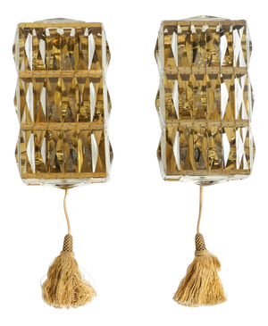 Vintage Brass Wall Lamps with Crystal Shades by Bakalowits & Söhne, 1960s, Set of 2