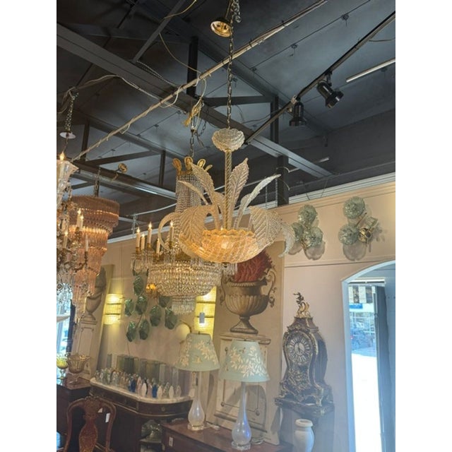 Glass Murano Glass Gold Leaf Chandelier For Sale - Image 7 of 7