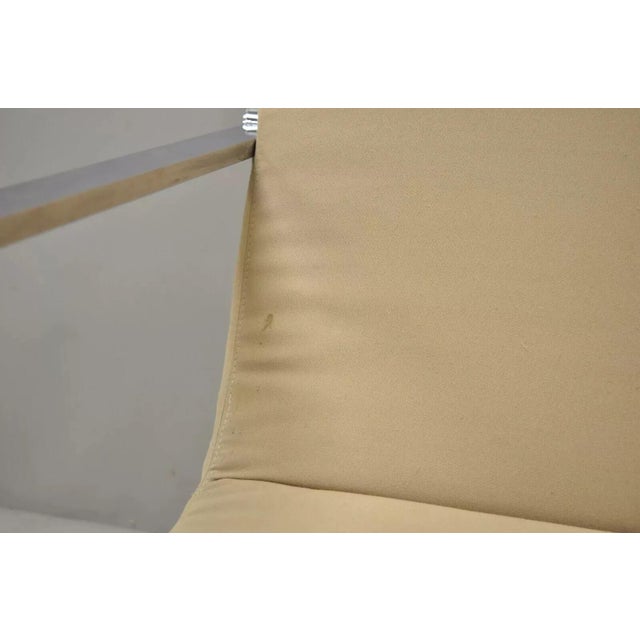 Beige Mid 20th Century Mid Century Modern Milo Baughman Style Chrome Flat Bar Art Deco Lounge Chair For Sale - Image 8 of 12