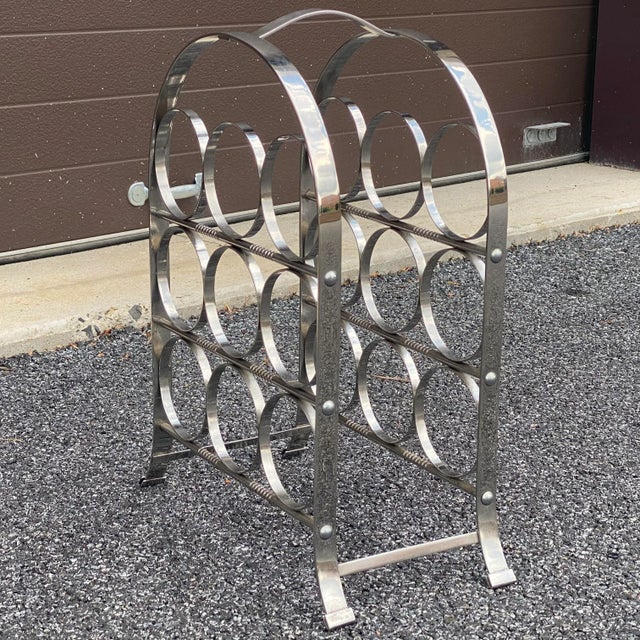 Mid-Century Modern Chrome Nine Bottle Tabletop Wine Rack For Sale - Image 9 of 13