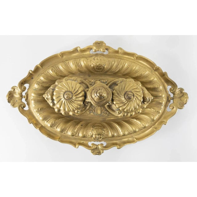Metal French Renaissance Style Inkwell Desk Set For Sale - Image 7 of 13
