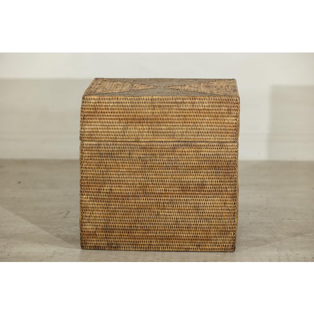 Rustic Country Style Square Handwoven Rattan Basket with Removable Lid For Sale - Image 3 of 18