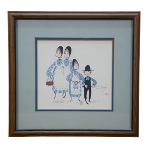 P. Buckley Moss 1982 My Sisters Amish Family Children Print 13"
