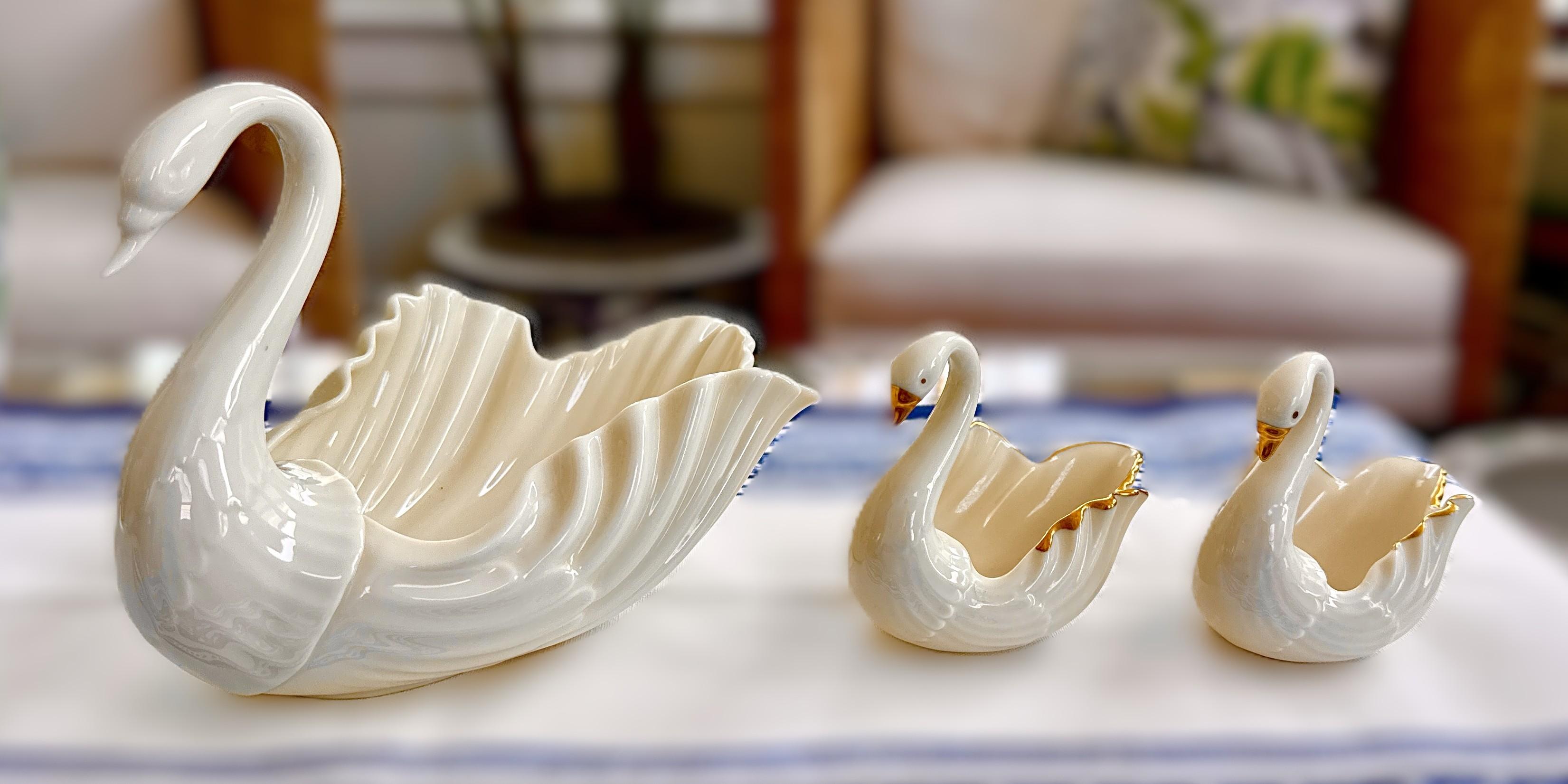 Vintage Lenox Porcelain Swans - Family of 3! | Chairish