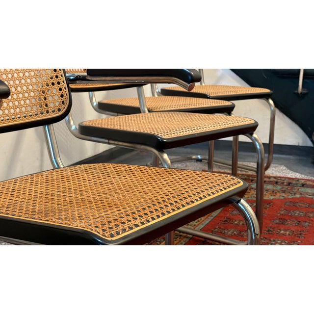 Model S64 Dining Chair with Woven Cane and Black Wood Frame by Marcel Breuer for Thonet, 1999, Set of 4 For Sale - Image 15 of 18