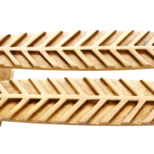 Simple Feather Brass Door Handles, a Pair For Sale - Image 4 of 5