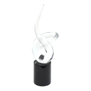 Vintage Murano Signed Twisted Hand Blown Glass Sculpture by Renatro Anatro in Clear and Black