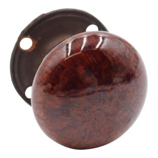 Antique Brown Ceramic Black Iron Dummy Door Knob For Sale