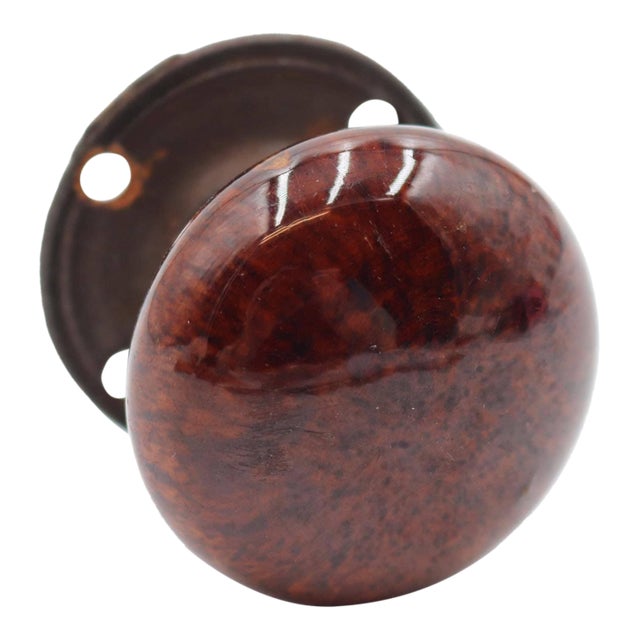 Antique Brown Ceramic Black Iron Dummy Door Knob For Sale
