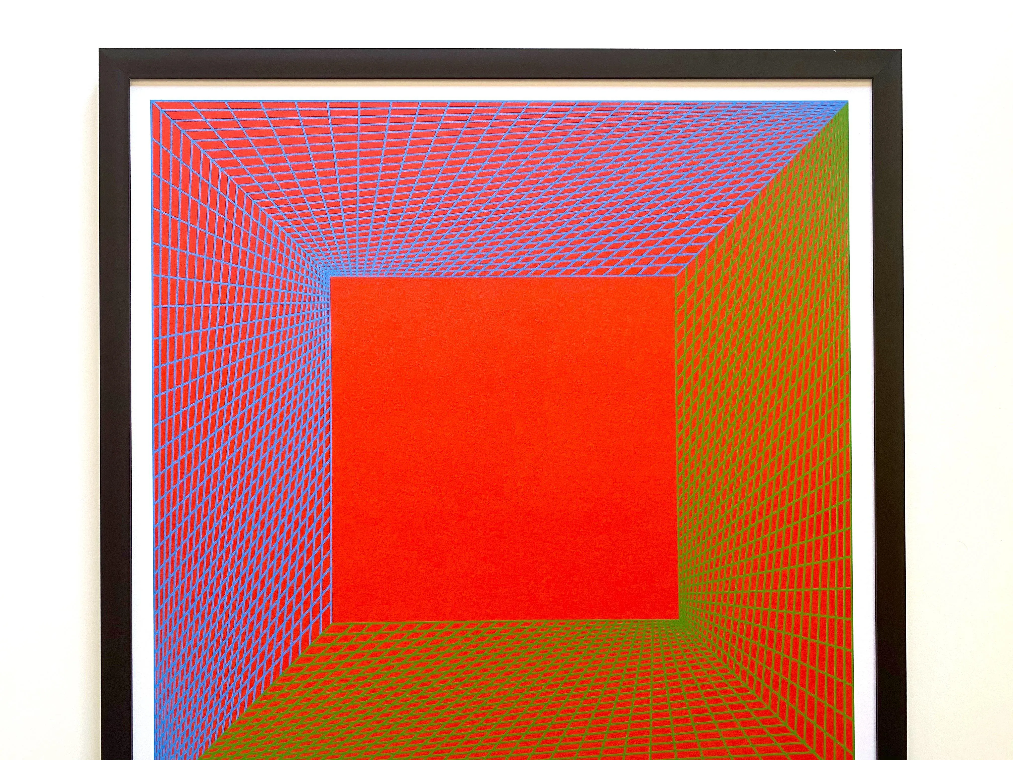 Richard Anuszkiewicz Vintage 1997 Silkscreen Print Framed Josef