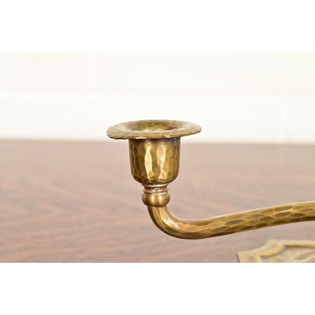 Roycroft Arts & Crafts Brass Finished Hammered Copper Candelabra For Sale In South Bend - Image 6 of 12