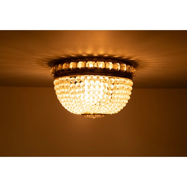 Crystal Glass Ceiling Lamp, 1930s For Sale - Image 8 of 10