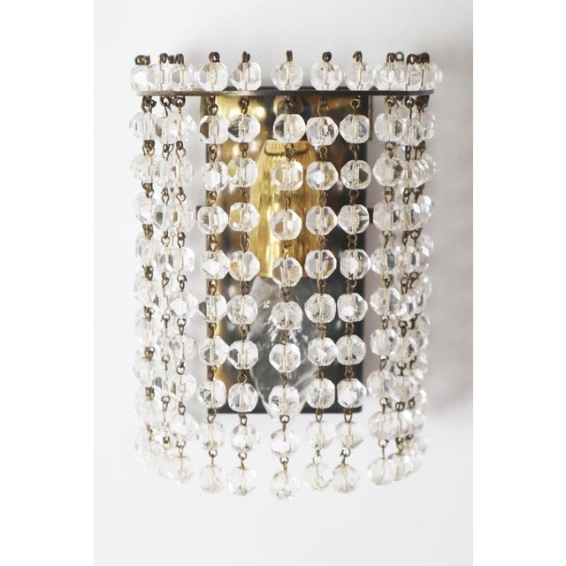 Hollywood Regency Brass Wall Lamp with Crystal Beads from Bakalowits & Söhne, Austria, 1960s For Sale - Image 3 of 16