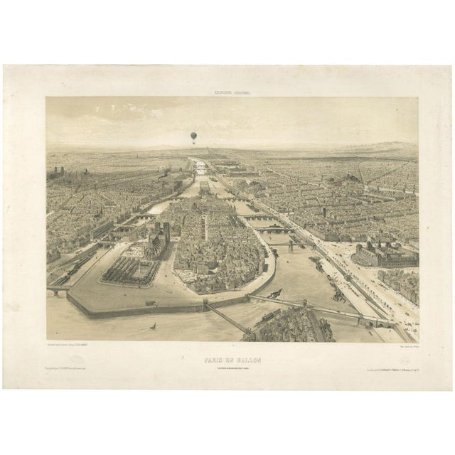 Albert, View of Paris from a Balloon, 1850, Lithograph on Paper For Sale - Image 12 of 12