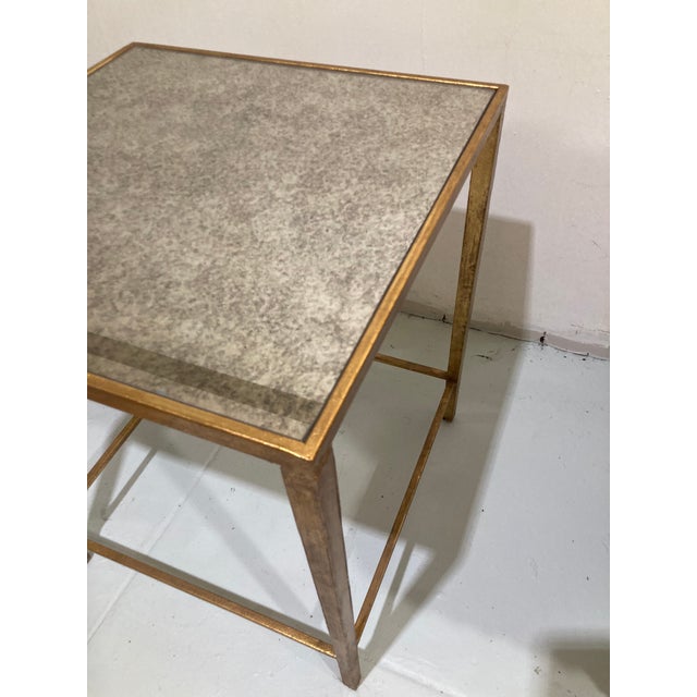 Gilt Finish on Metal Table With Antique Glass Top -2 For Sale - Image 10 of 10
