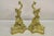 Vintage French Baroque Style Brass Figural Andirons with Dragon Griffins - a Pair. Circa Mid 20th Century. Measurements:...
