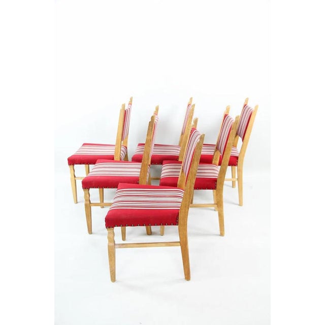 Wood 1970s Set 6 Danish Modern Red Dining Chairs For Sale - Image 7 of 12