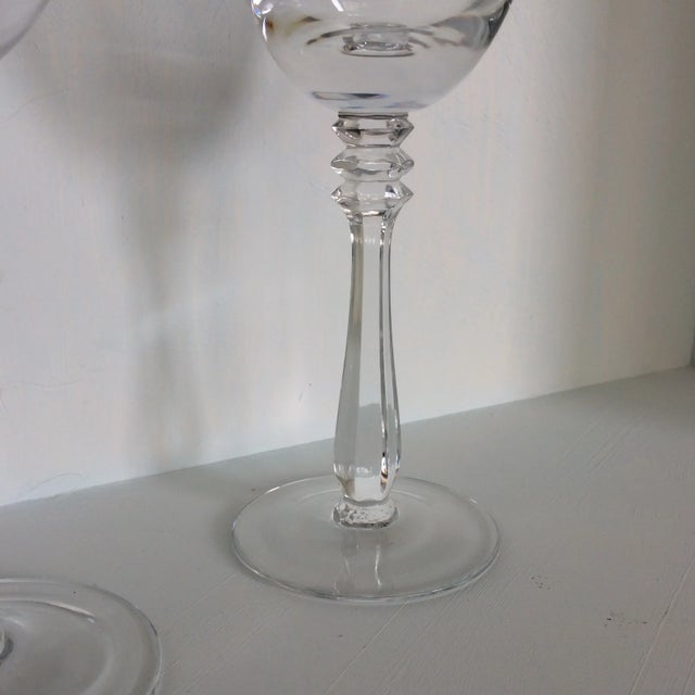 Transparent Vintage Double Line Platinum Rim Crystal Wine Glasses - a Pair For Sale - Image 8 of 13