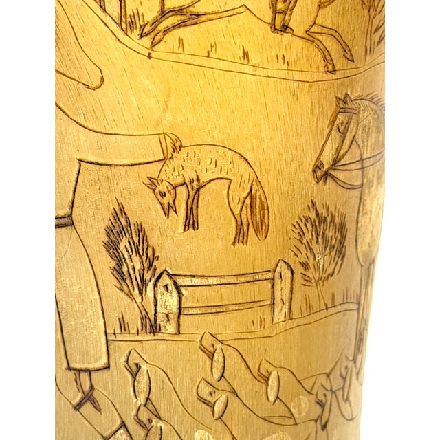 Rare Georgian Hand-Engraved Sporting Cow Horn Beaker "The Death" of the Fox Hunt For Sale - Image 14 of 18