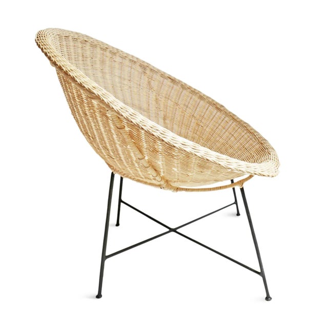 Natural Rattan Coastal Midcentury-Modern Cup Chair For Sale - Image 4 of 5