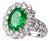 Mid 20th Century 18k White Gold Solitaire Emerald Diamond Engagement Ring Estate, Size 7 For Sale