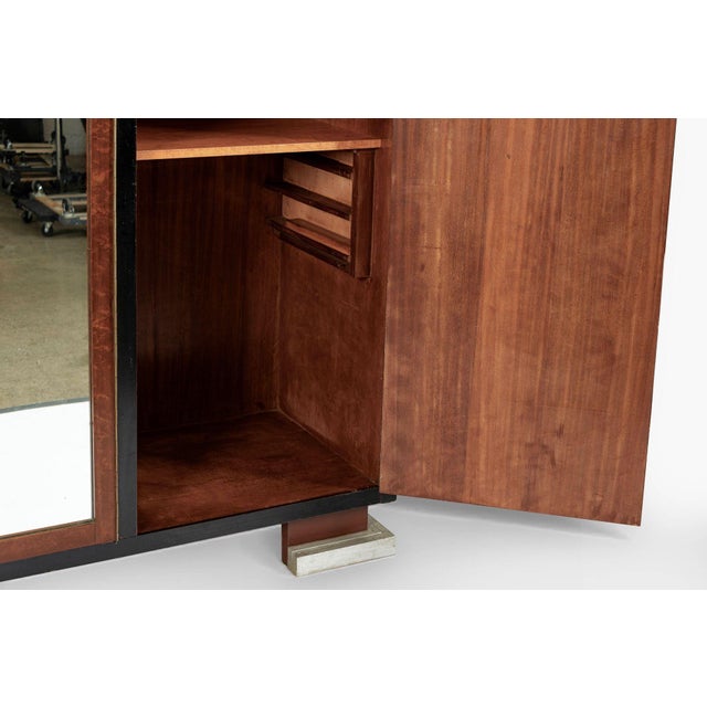 Antique Art Deco Maple Wood Mirrored Armoire Cabinet 1930s For Sale - Image 11 of 15