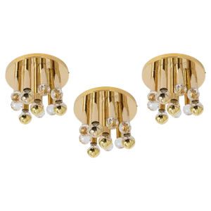 Petite Swarovski Crystal and Gilt Brass Flush Mount attributed to Ernst Palme, 1970s