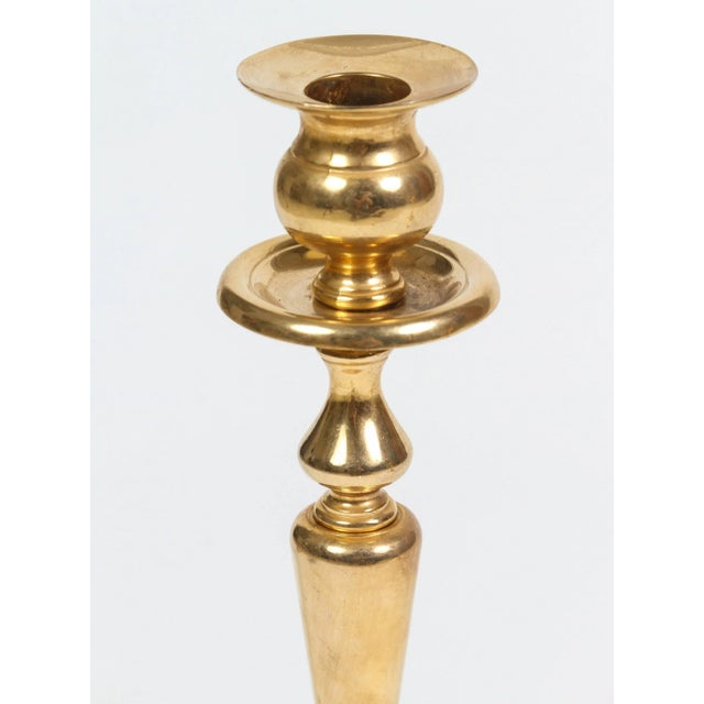 English Polished Brass Candlesticks - a Pair For Sale - Image 3 of 6