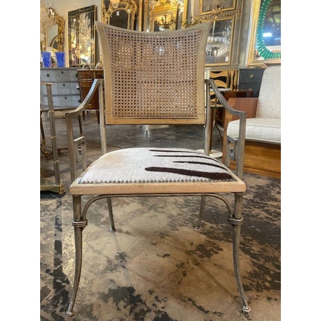 Vintage Hollywood Regency Iron Chair With Cowhide For Sale - Image 9 of 10