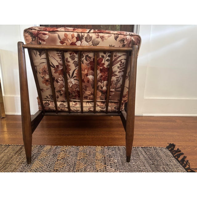 Folke Ohlsson Floral Satin Low Slipper Chair Attributed to Folke Ohlsson for Dux, 1960s For Sale - Image 4 of 7