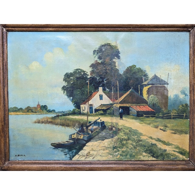 Late 19th Century Dutch Countryside Painting by A. Burla For Sale In Los Angeles - Image 6 of 8